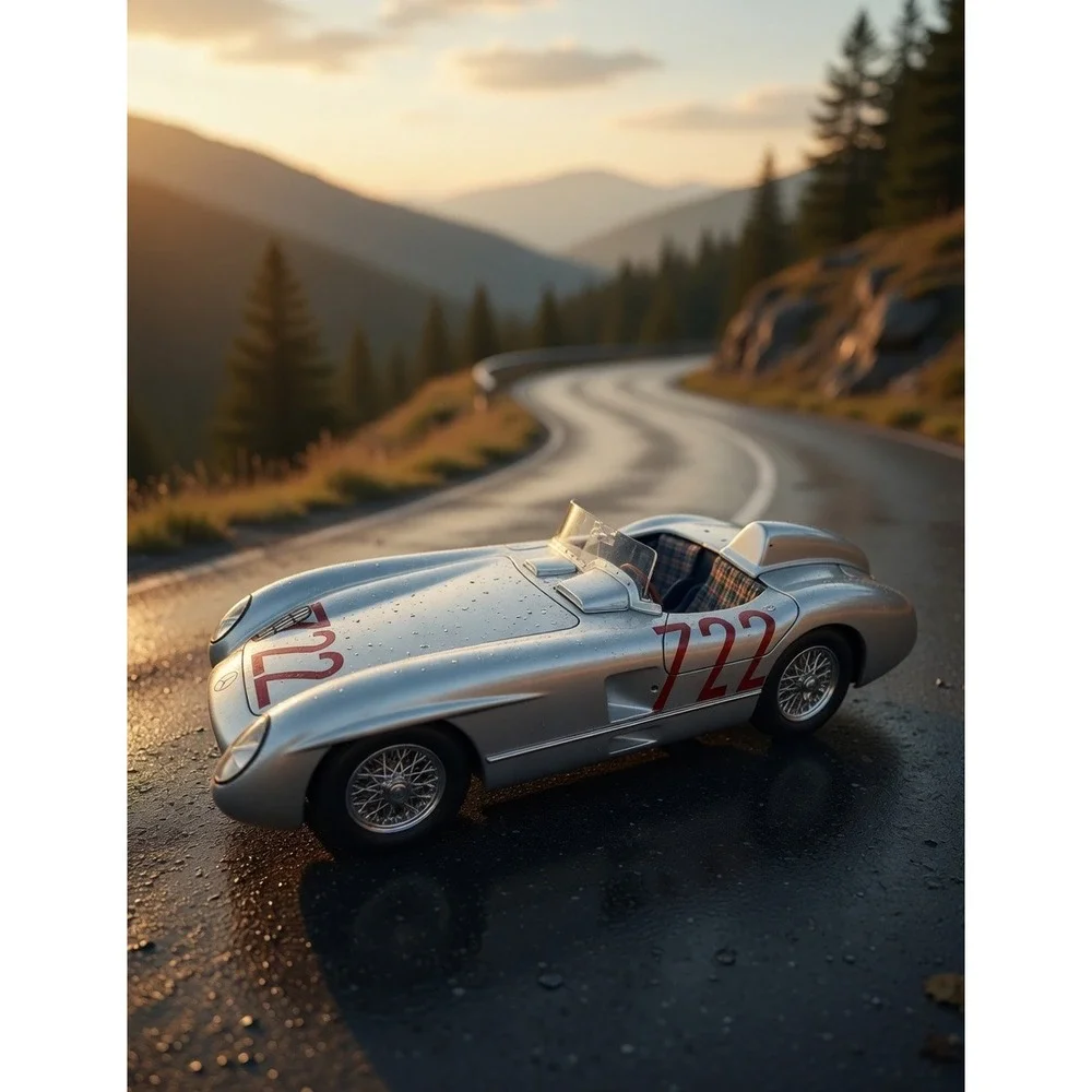 Maisto Mercedes-Benz 300 SLR #722 Stirling Moss 1:18 Diecast Model Silver Car - Picture 1 of 11